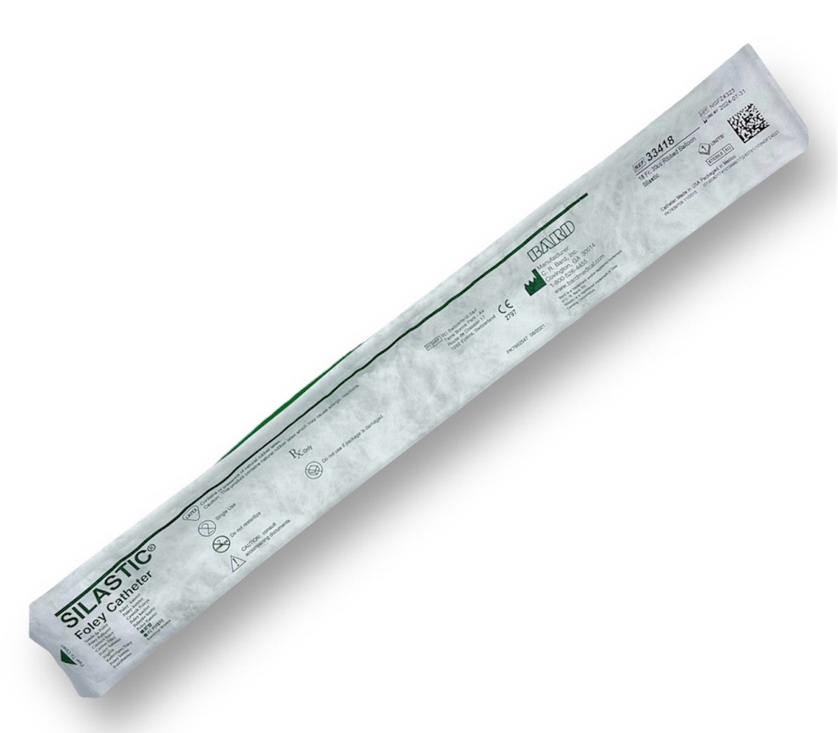 Sonda foley Silastic de 2 vías, 18 fr, globo 30 ml. (33418)