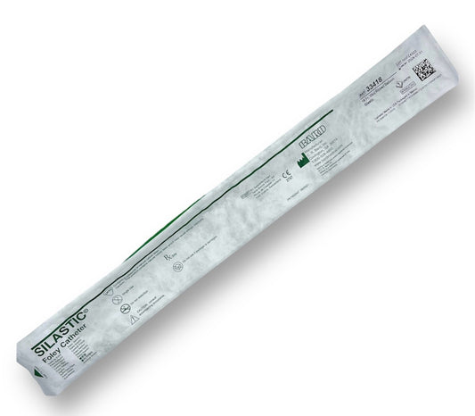 Sonda foley Silastic de 2 vías, 18 fr, globo 30 ml. (33418)
